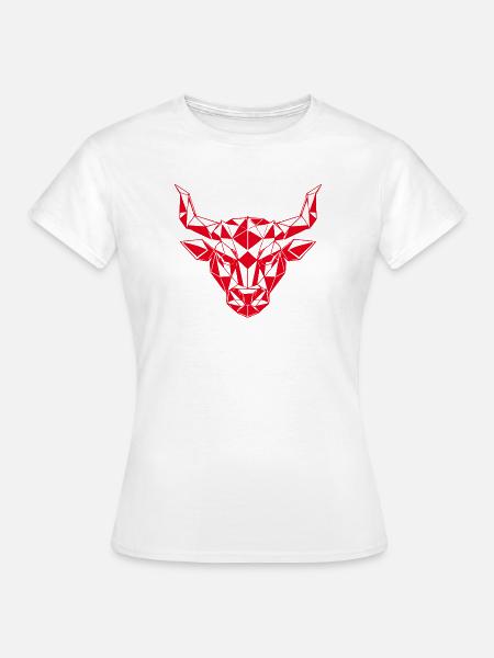 Roter Low-Poly Stierkopf - Frauen T-Shirt - Weiß