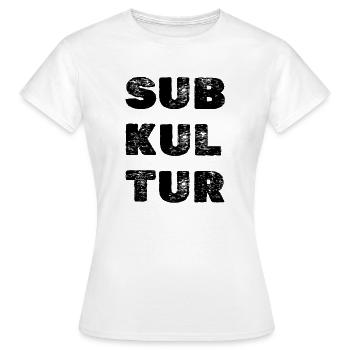 SUBKULTUR Logo – Minimal Techno Identity - Frauen T-Shirt - Weiß - Vorne - AI Model Female 172 dark (172cm)