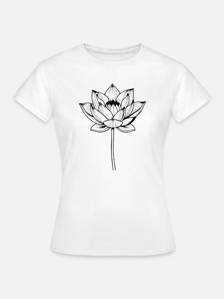 Lotus Lotusblüte schwarz Blume - Frauen T-Shirt - Weiß
