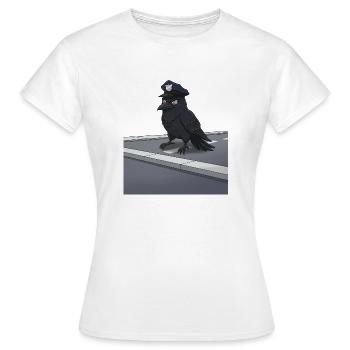 Rabe als Polizeibeamter auf Straße - Frauen T-Shirt - Weiß - Vorne - AI Model Female 172 dark (172cm)