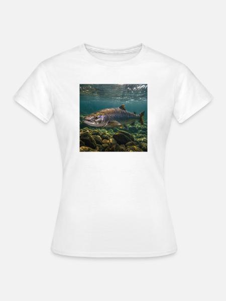 Lachs-Unterwassermotiv - Frauen T-Shirt - Weiß