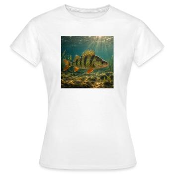 Perch in sunlight underwater - Women's T-Shirt - white - Front - AI Model Female 172 dark (172cm)