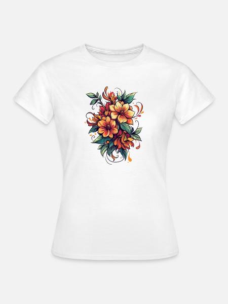 Feuerblüten Bouquet - Frauen T-Shirt - Weiß