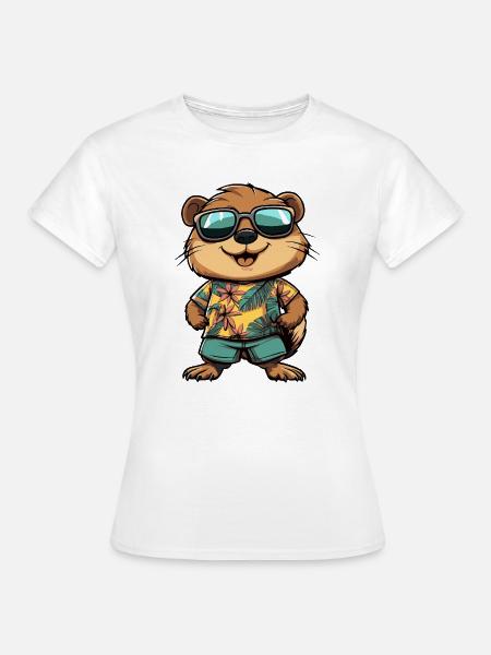 Biber Comic Urlaub - Frauen T-Shirt - Weiß