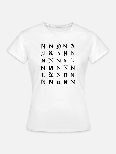 Typografie N Monogramm-Buchstabenmosaikdesign - Frauen T-Shirt - Weiß
