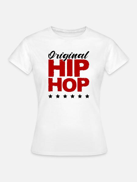Hip Hop Schriftzug Rot Distressed - Frauen T-Shirt - Weiß