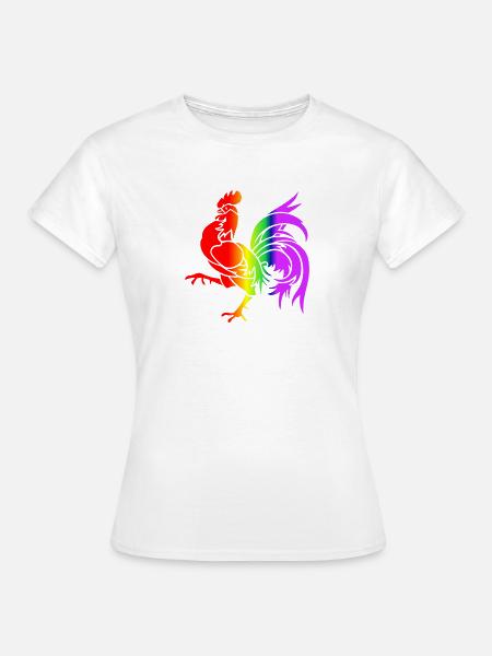 Bunter Regenbogenhahn - Frauen T-Shirt - Weiß