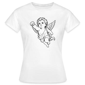 Fliegender Cherub Engel Faust Motiv - Frauen T-Shirt - Weiß - Vorne - AI Model Female 172 dark (172cm)