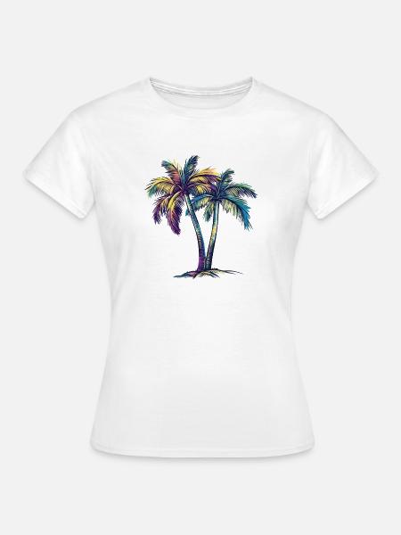Regenbogenpalmen Tropentraum - Frauen T-Shirt - Weiß