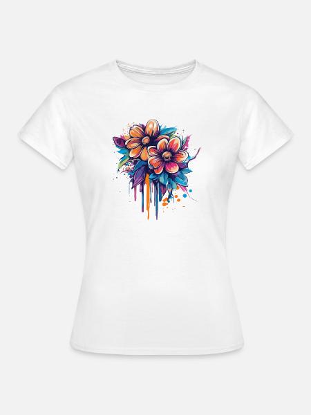 Farbexplosion Blumenstrauß - Frauen T-Shirt - Weiß