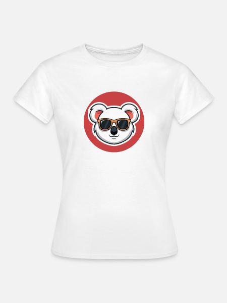 Koala Cool – Rotes Abzeichen und Sonnenbrille - Frauen T-Shirt - Weiß