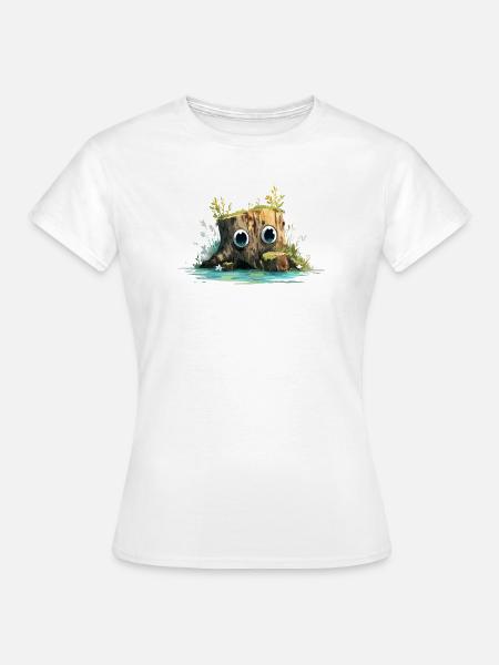 Waldstumpf mit neugierigen Augen - Frauen T-Shirt - Weiß