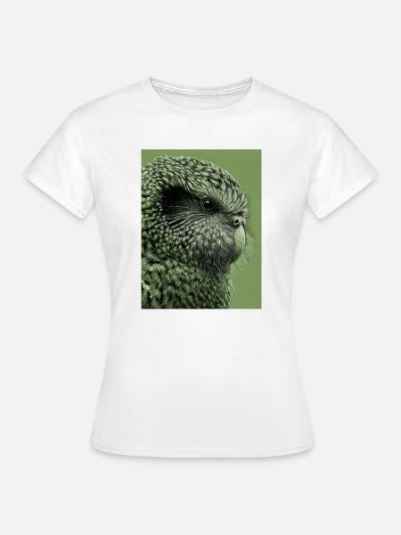 Kakapo Illustration in Grün - Frauen T-Shirt - Weiß