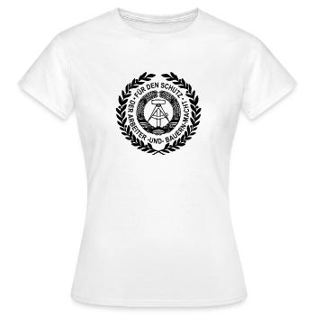 DDR Emblem Zirkel Ostalgie - Frauen T-Shirt - Weiß - Vorne - AI Model Female 172 dark (172cm)
