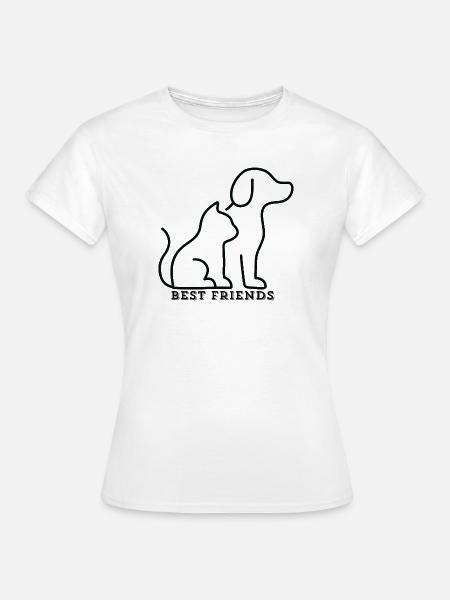 BEST FRIENDS – Katze & Hund Liebe - Frauen T-Shirt - Weiß
