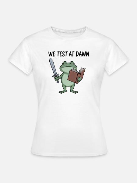 Dawn Quest Froschschwert & Buch - Frauen T-Shirt - Weiß