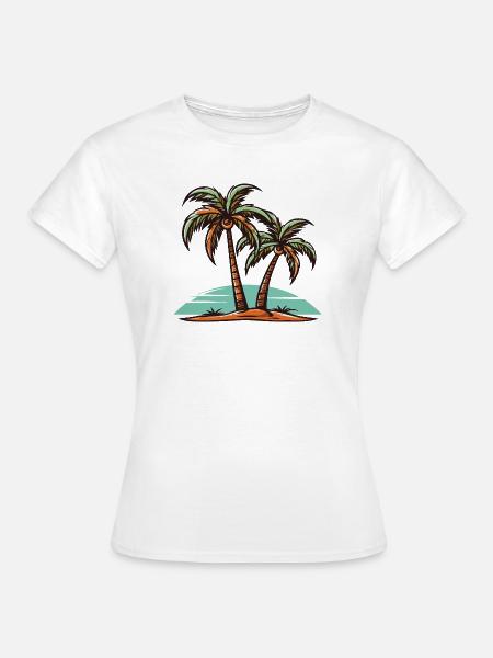 Palmen Insel Urlaub - Frauen T-Shirt - Weiß