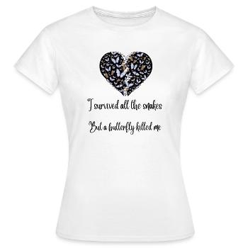 Cœur de Papillon - T-shirt Femme - blanc - Devant - AI Model Female 172 dark (172cm)
