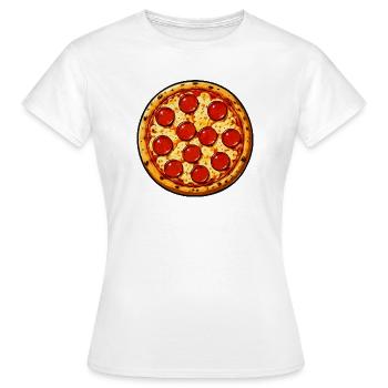 Pepperoni Pizza Illustration Comicstil - Frauen T-Shirt - Weiß - Vorne - AI Model Female 172 dark (172cm)