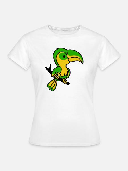 Neon-Tukan in Grün-Gelb - Frauen T-Shirt - Weiß