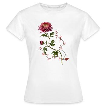 Chrysanthème avec baies dans le style zen - T-shirt Femme - blanc - Devant - AI Model Female 172 dark (172cm)