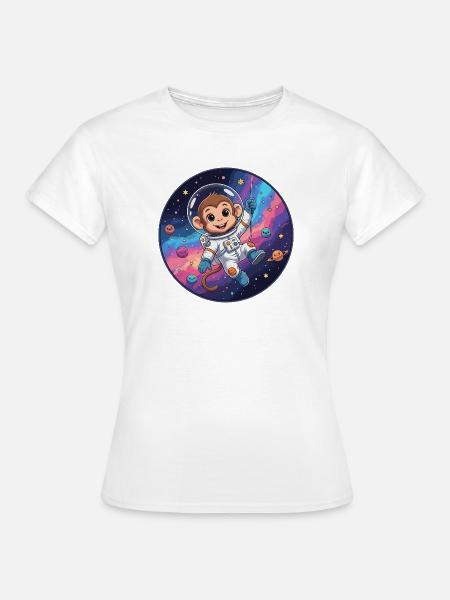 Affen-Astronaut im Sternenraum - Frauen T-Shirt - Weiß