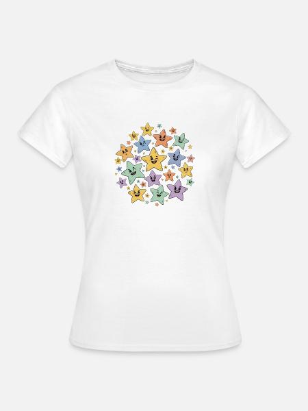 Bunte Sternchen Explosion - Frauen T-Shirt - Weiß