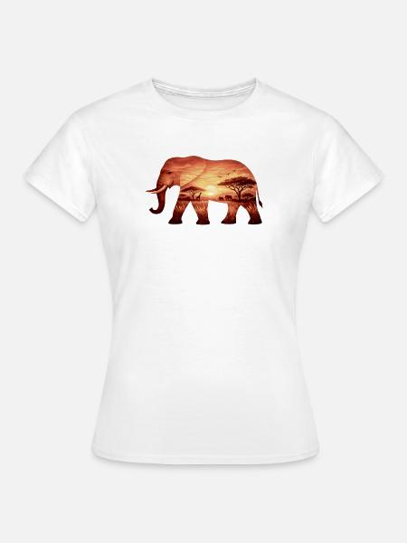 Elefant auf Savanne - Frauen T-Shirt - Weiß