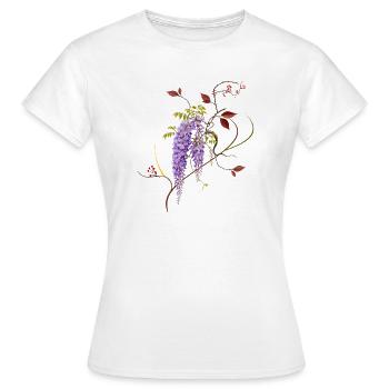 La glycine fleurit pleine de légèreté, de tranquillité et de zen - T-shirt Femme - blanc - Devant - AI Model Female 172 dark (172cm)