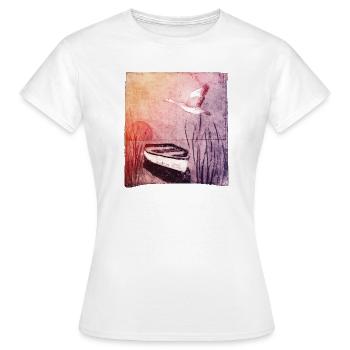 Bateau sur le lac - œuvres sculptées à la main - T-shirt Femme - blanc - Devant - AI Model Female 172 dark (172cm)
