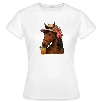 Race Day Hat Horse Racing Derby Party Style - Women's T-Shirt - white - Front - AI Model Female 172 dark (172cm)