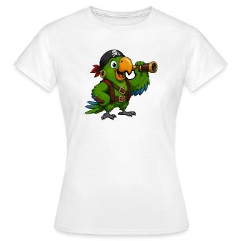 Pirate bird with spotting scope - Women's T-Shirt - white - Front - AI Model Female 172 dark (172cm)