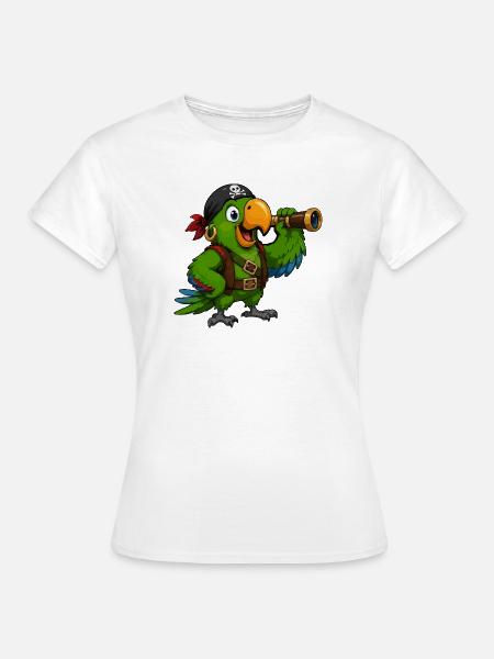 Piratenvogel mit Spektiv - Frauen T-Shirt - Weiß