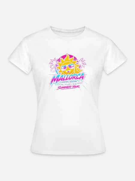 Mallorca Retro Neon Sonnenbild - Frauen T-Shirt - Weiß