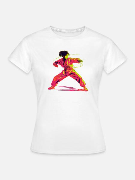 Karate Mädchen Retrowave - Frauen T-Shirt - Weiß