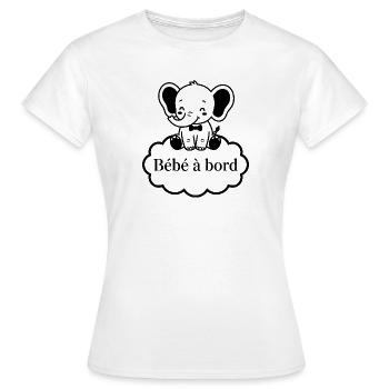 Sticker Autocollant pour Voiture éléphant garçon  - T-shirt Femme - blanc - Devant - AI Model Female 172 dark (172cm)