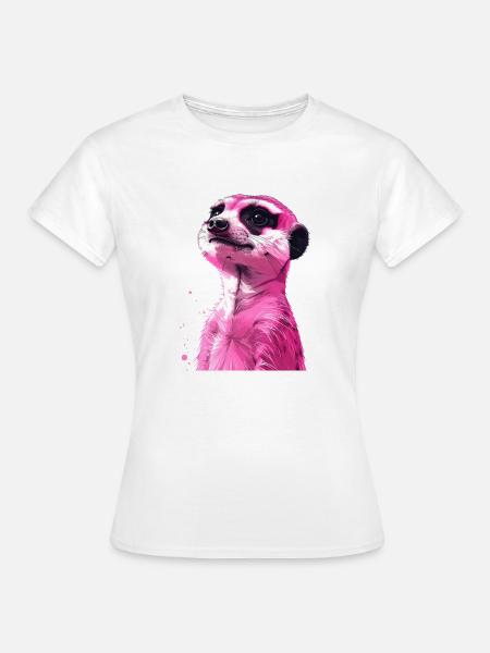 rosa Erdmännchen - Frauen T-Shirt - Weiß