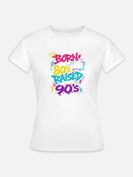 80er Boombox Neon Graffiti - Frauen T-Shirt - Weiß