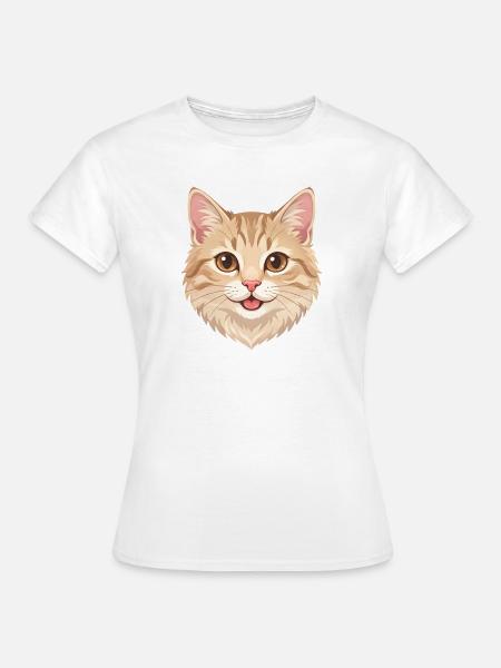 Süßes, fröhliches Cartoon-Rot-Katzengesicht - Frauen T-Shirt - Weiß