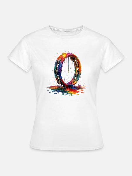 Tamburin mit tropfender Farbe - Frauen T-Shirt - Weiß