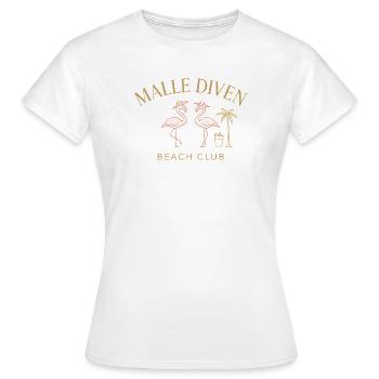 Malle Diven Beach Club Flamingo Mallorca Party - Women's T-Shirt - white - Front - AI Model Female 172 dark (172cm)