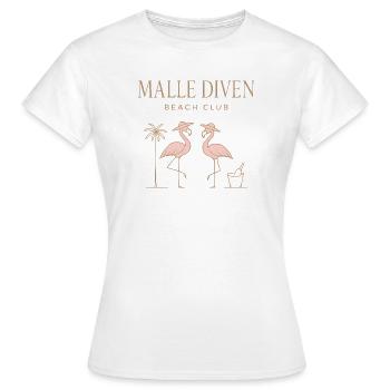 Malle Diven Beach Club Flamingo Mallorca Party - Women's T-Shirt - white - Front - AI Model Female 172 dark (172cm)