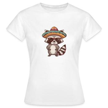 Waschbär Lustig Sombrero - Frauen T-Shirt - Weiß - Vorne - AI Model Female 172 dark (172cm)