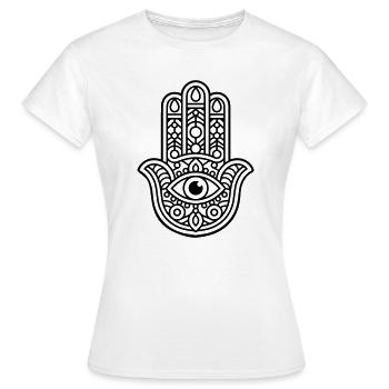 Panneau Hamsa - T-shirt Femme - blanc - Devant - AI Model Female 172 dark (172cm)
