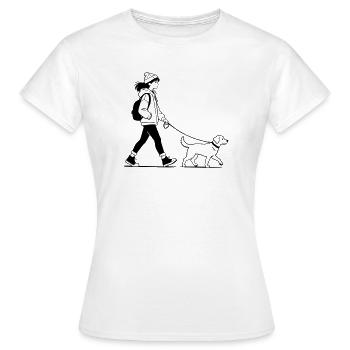 Promenade de chien - T-shirt Femme - blanc - Devant - AI Model Female 172 dark (172cm)
