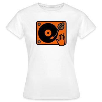 DJ Turntable grattant à la main - T-shirt Femme - blanc - Devant - AI Model Female 172 dark (172cm)