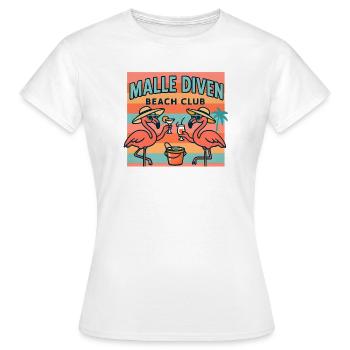 Malle Diven Beach Club Flamingo Mallorca Party  - Frauen T-Shirt - Weiß - Vorne - AI Model Female 172 dark (172cm)