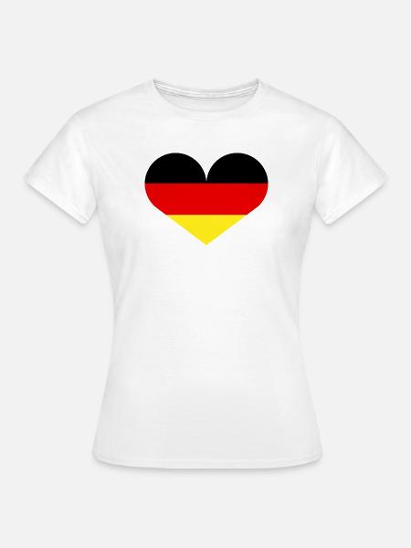 Deutsche Flagge in Herzform - Frauen T-Shirt - Weiß