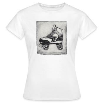 Roller Roller Retro - Sculpté à la main imprimable - T-shirt Femme - blanc - Devant - AI Model Female 172 dark (172cm)