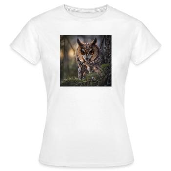 Hibou dans le brouillard forestier - T-shirt Femme - blanc - Devant - AI Model Female 172 dark (172cm)